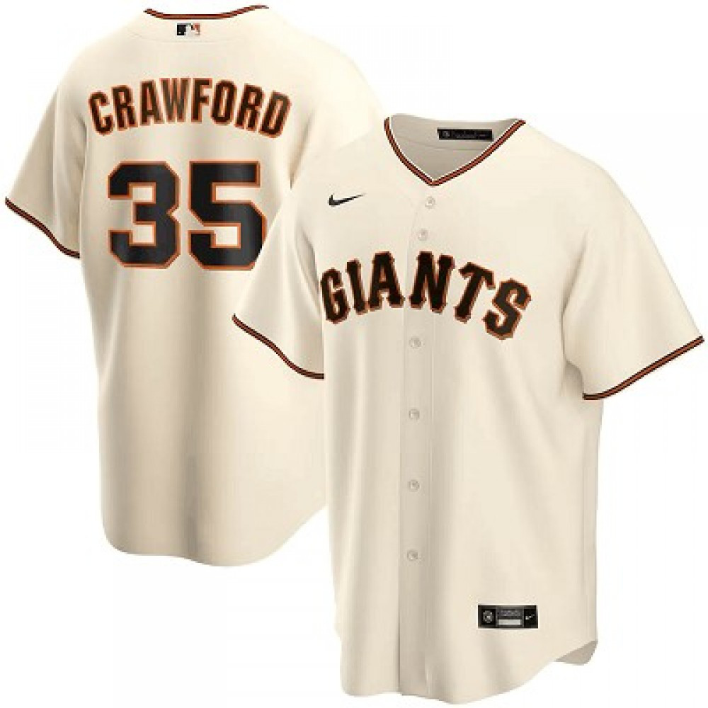 Men's San Francisco Giants Brandon Crawford #35 Cream Home 2020 Jersey-Pro Kit Vault | Brand New 26/27 Sports Jerseys